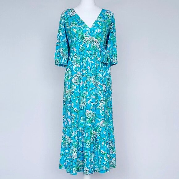 Lilly Pulitzer Women's Brantley V-Neck Midi Wrap Dress Size Small - Picture 1 of 16